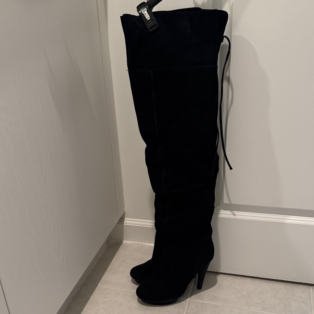 Steve Madden Black Suede Over-the-Knee High Heel Boots